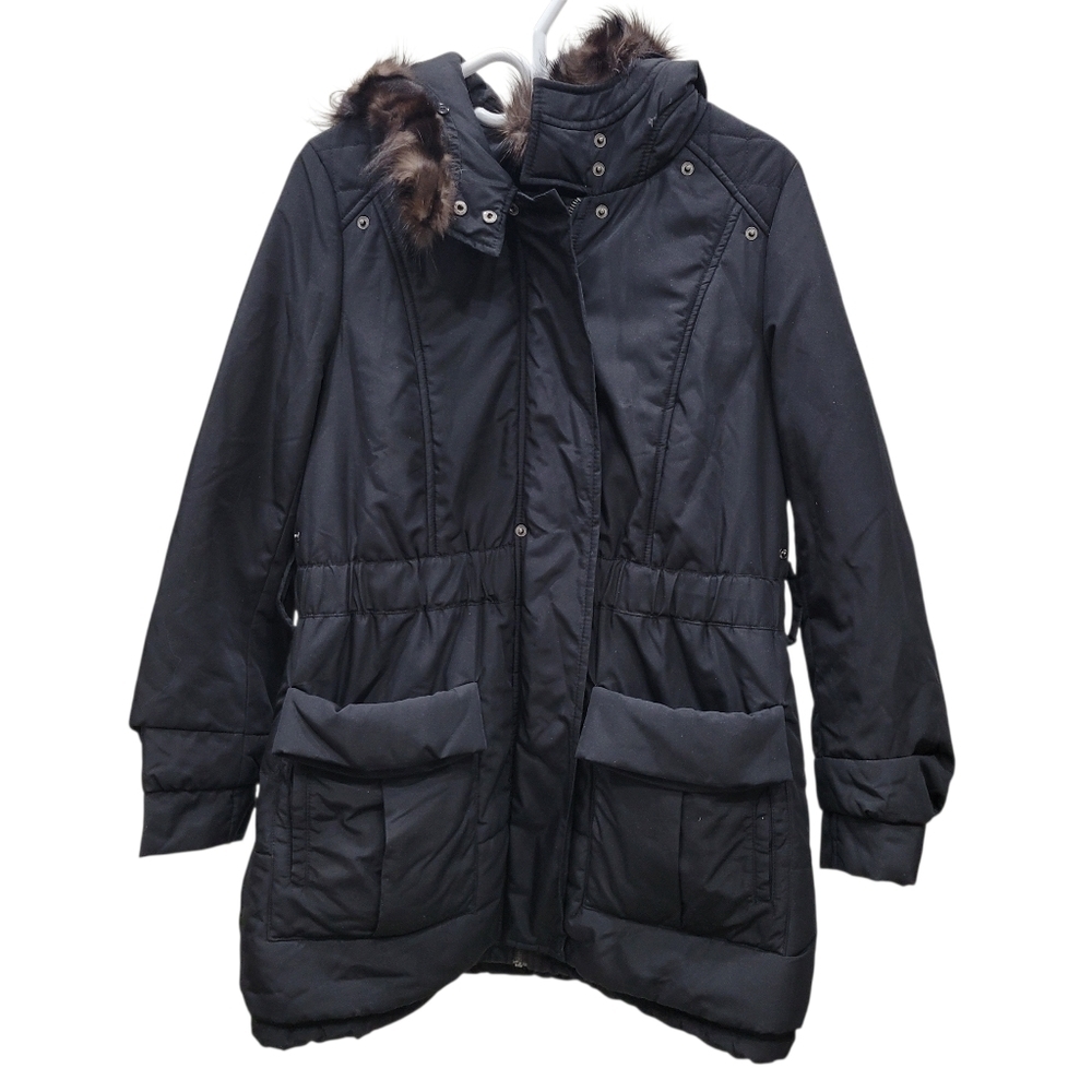 Y2K Black Long Winter Jacket Size: Large